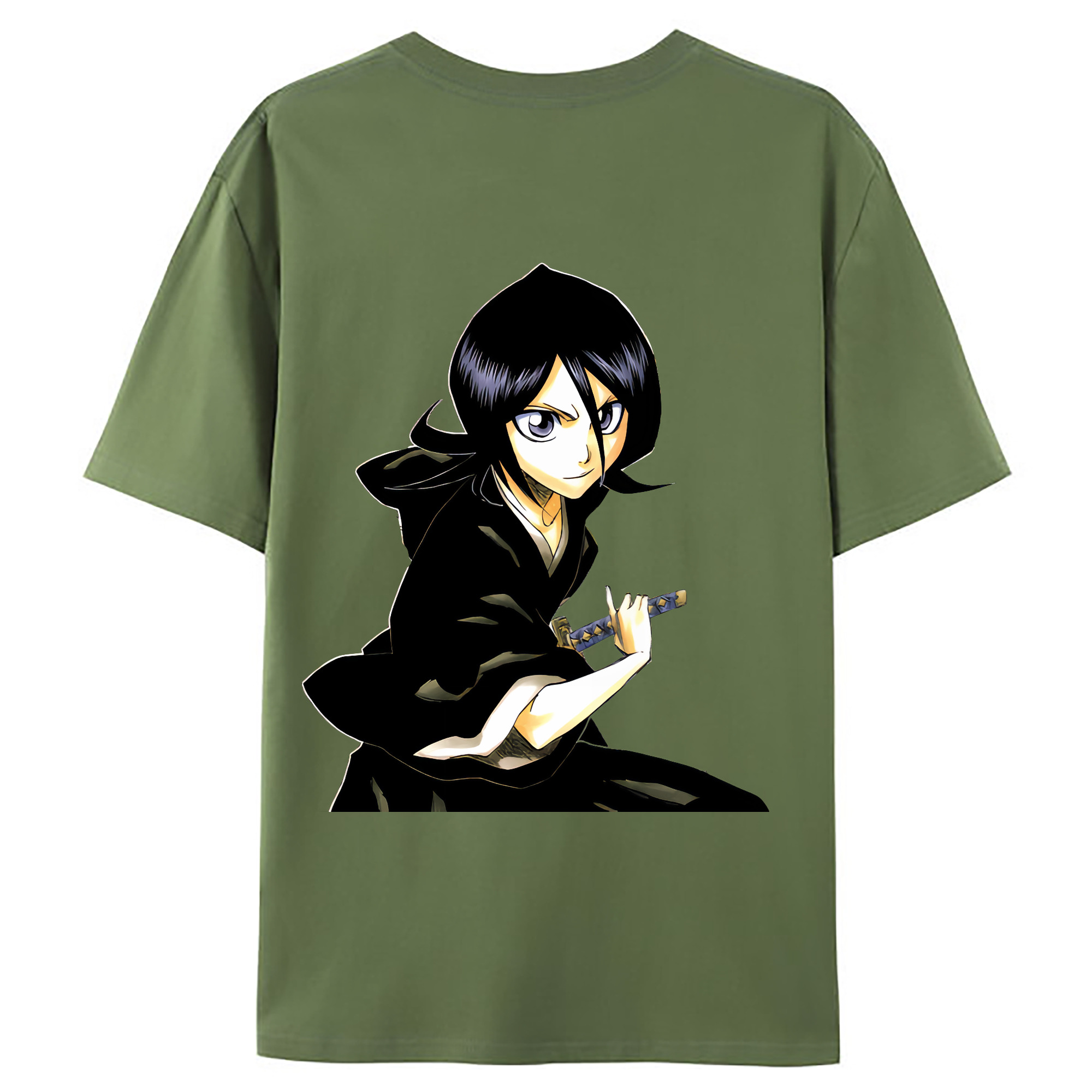 （画像用） ブリーチ 朽木ルキア BLEACH Kuchiki Rukia 綿100％ メンズ半袖Tシャツ（バックプリント） 通気性